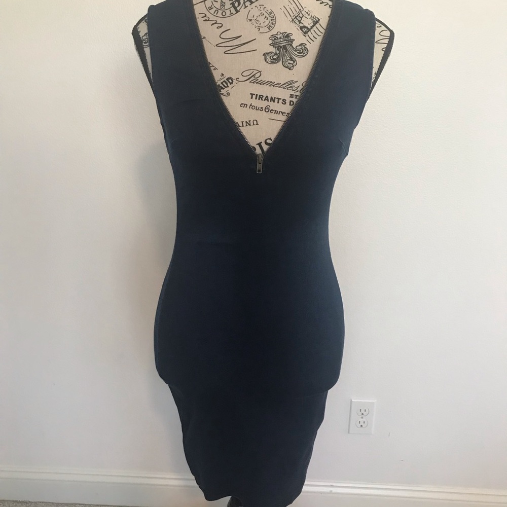 Fashion Nova Dark Blue  Sleeveless V-Neck Denim Mini Dress